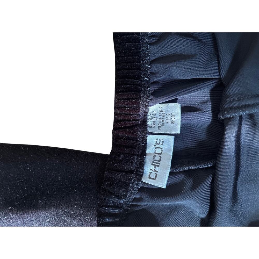 Chico's Black Velvet Elastic Waist Pants Size 3 Short - Picture 8 of 8